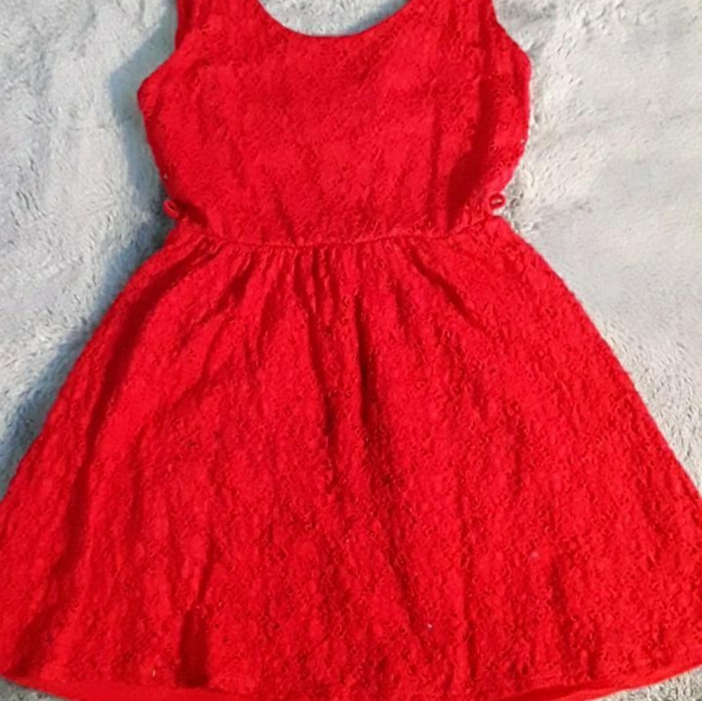 Kids red lace dress - comes with free item